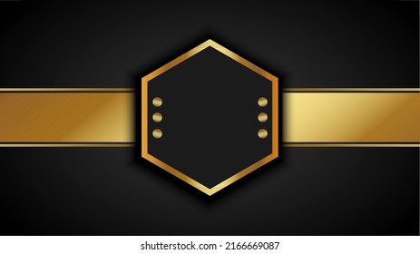 Abstract black gold hexagonal shape  Luxury Dark Navy Combination and Golden Lines Background Design  Gold frame the dark background 
Holiday banner design  Minimalist decoration 