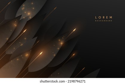 Abstract black and gold leaves background