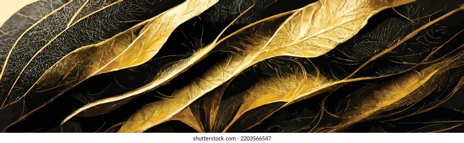 abstract black and gold leaves background