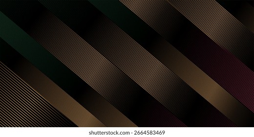 El negro y el oro abstractos son claros con blanco El gradiente es la superficie con Plantillas Textura de metal Líneas suaves Tecnología Fondo diagonal Oro Oscuro Elegante Limpio Moderno.