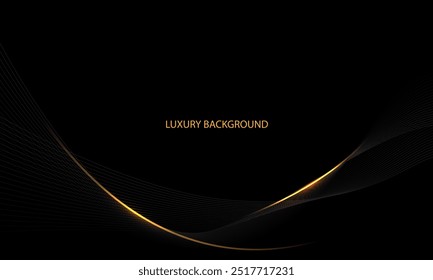 Abstrato linha de ouro preto dinâmica curva de luxo suave design moderno premium elegante vetor ilustração de fundo.