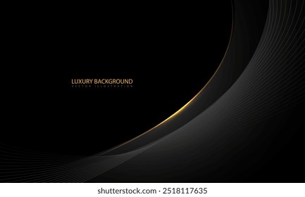 Abstrakte schwarze Goldlinie dynamische Luxuskurve glattes Design moderne Premium elegante Hintergrund Vektorgrafik.