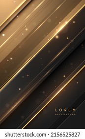 Abstract Black And Gold Lines Background With Light Effect