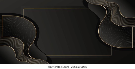 Abstract black and gold lines luxury background.