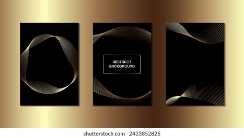 Abstract black and gold lines luxury background in vector.