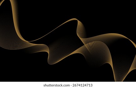 Abstract black and gold lines luxury poster set. Vector illustration