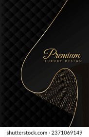 Abstract black and gold lines on a dark luxurious background with a glitter effect. For business cards, wallpapers, invitations.