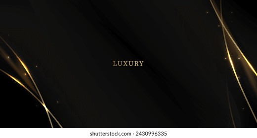 Fondo de onda de líneas abstractas negras y doradas con efecto de luz
