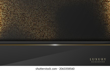 Abstract black and gold luxury background with light sparkling glitter effect.