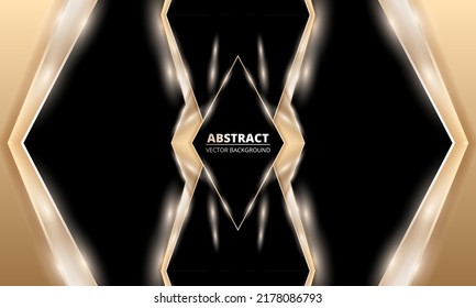 Abstract black and gold luxury background with glitter light rays effects. Luxuriant elegant abstract background. Vector illustration