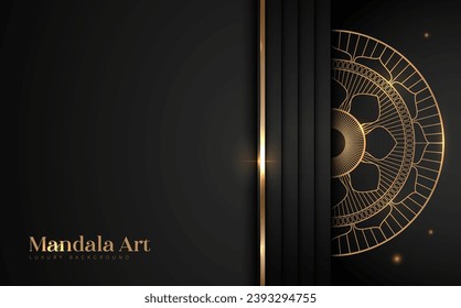 Abstract black and gold luxury mandala background