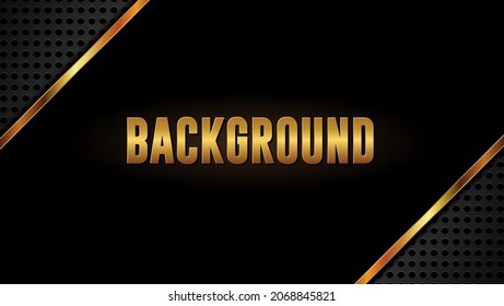 Abstract black and gold metal background, 3D shiny vector design.