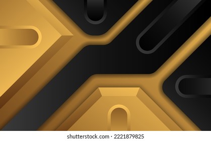 Abstract black and gold metal technology surface background