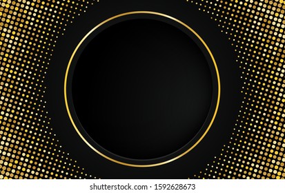 Abstract. Black and gold overlap background. light and shadow. copy space .Vector.