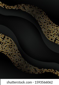 Abstract. Black and gold overlap background. light and shadow. copy space .Vector.