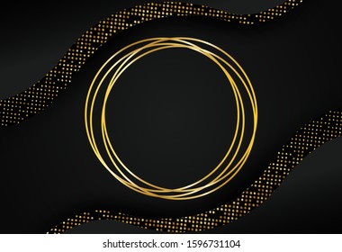 Abstract. Black and gold overlap background. light and shadow. copy space .Vector.