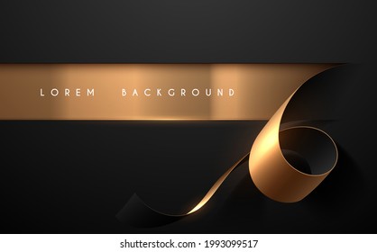 Abstract black and gold paper line background