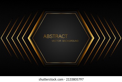 Resumen polígono negro y dorado con líneas doradas y espacio libre para el diseño. antecedentes de concepto de innovación tecnológica moderna
