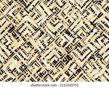 abstract black gold polygon pattern, geometric striped square texture background, vector illustration, natural brush line art