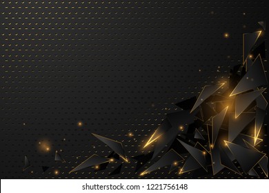 Abstract black and gold polygonal background