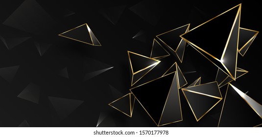 Abstract black and gold polygonal background. Vector