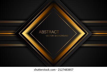 Abstract black and gold polyhedron with free space for design. modern technology innovation concept background
