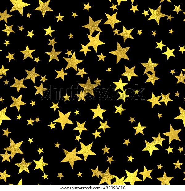 抽象的な黒と金のシームレスなパターン シームレスな背景にベクターアートデコ 金箔のテクスチャーのある星のパターン のベクター画像素材 ロイヤリティフリー