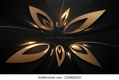 Abstract black and gold shapes background