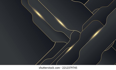Abstract black and gold shapes background