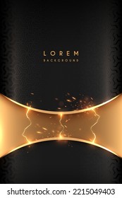 Abstract black and gold shapes background with lightnings