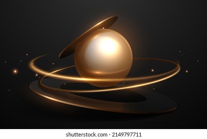 Abstract black and gold shapes with light effect