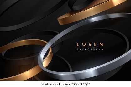 Abstract black gold and silver rings background