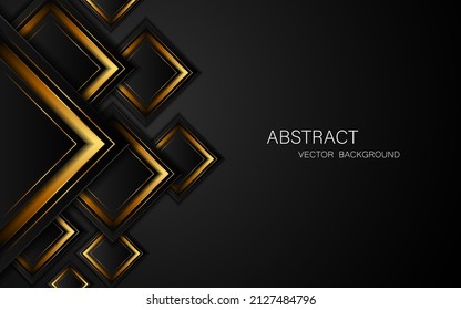 Abstract black and gold square shape with free space for design. modern technology innovation concept background
