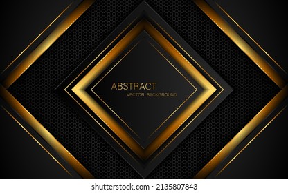 Abstract black and gold square shape with free space for design. modern technology innovation concept background
