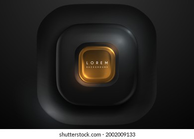 Abstract black and gold square shapes background