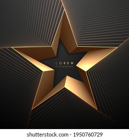 Abstract black and gold star shape background