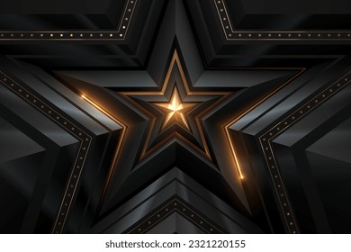 Resumen de fondo de forma estrella de color negro y dorado