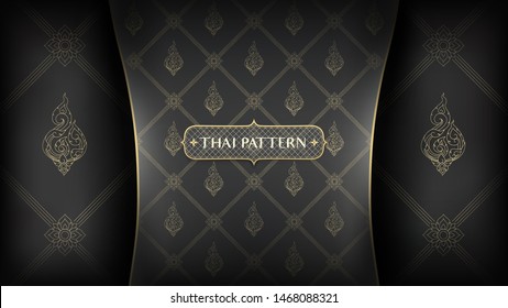 Abstract black and gold strap of Thai pattern. Stripes of black realistic metallic mixed with paper art styles.