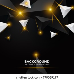 Abstract black, gold Triangle Background. 3D Triangles. Modern Wallpaper. Vector illustration