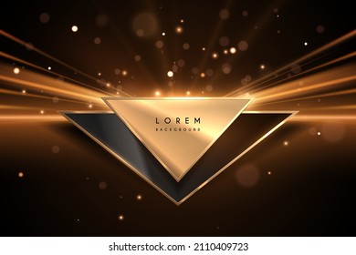 Abstract Black And Gold Triangle Frame With Light Effect