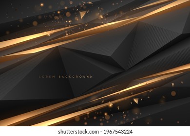 Abstract black and gold triangle shapes background