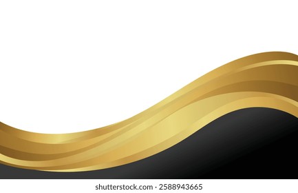 Abstract black and gold wave luxury banner background