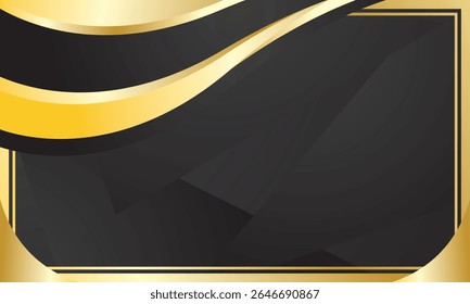 Abstract black gold wave luxury background for certificate