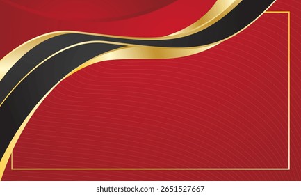 Abstract black gold wave style luxury red certificate background