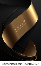 Abstract black and gold waved ribbon