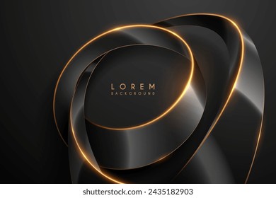 Abstract black and gold waved shapes background