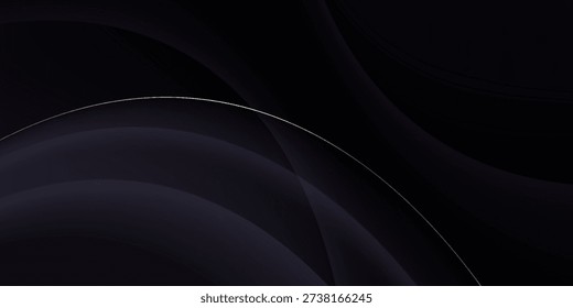 Abstract black and gold waves design element and shiny effect on dark background. Luxurious glowing stripes. Award background. Background for presentation, brochure, booklet, poster. Vector