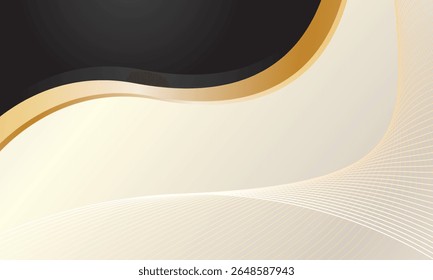 Abstrato ondas de ouro preto em fundo de luxo