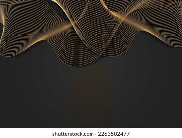 Abstract black and gold wavy lines luxury background, Modern geometric luxury black background