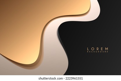 Abstract black gold and white simple shapes background